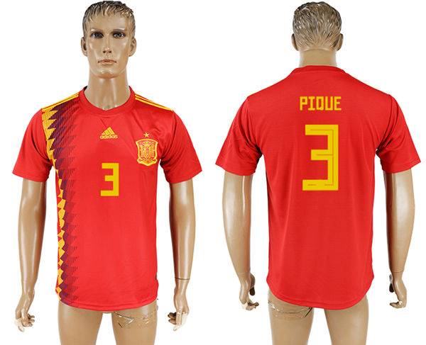 2018 World Cup Men Spain #3 Pique Red Home Soccer Country Jersey 2018 World Cup Men Spain #3 Pique Red Home Soccer Country Jersey