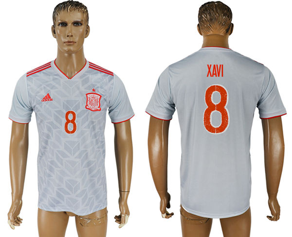 2018 World Cup Men Spain #8 Xavi Home Soccer Country Jersey