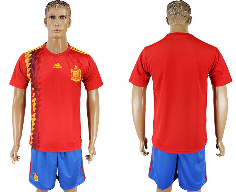2018 World Cup Men Spain Blank Red Home Soccer Country Jersey