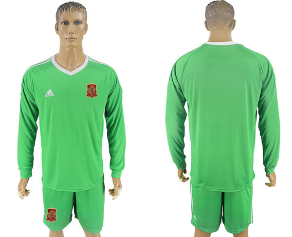2018 World Cup Men Spain Green Home Long Sleeves Soccer Country Jersey 2018 World Cup Men Spain Green Home Long Sleeves Soccer Country Jersey