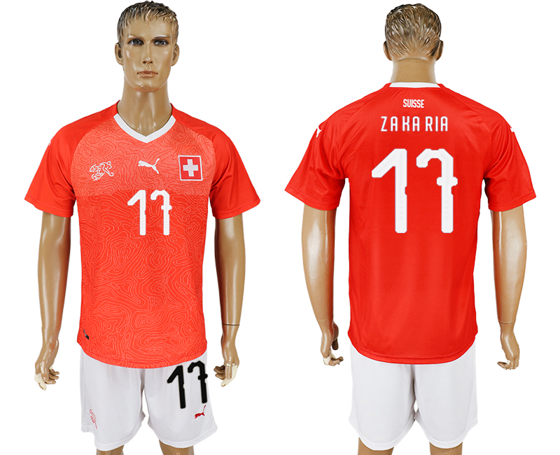2018 World Cup Men Switzerland #17 Zakaria Red Home Soccer Country Jersey