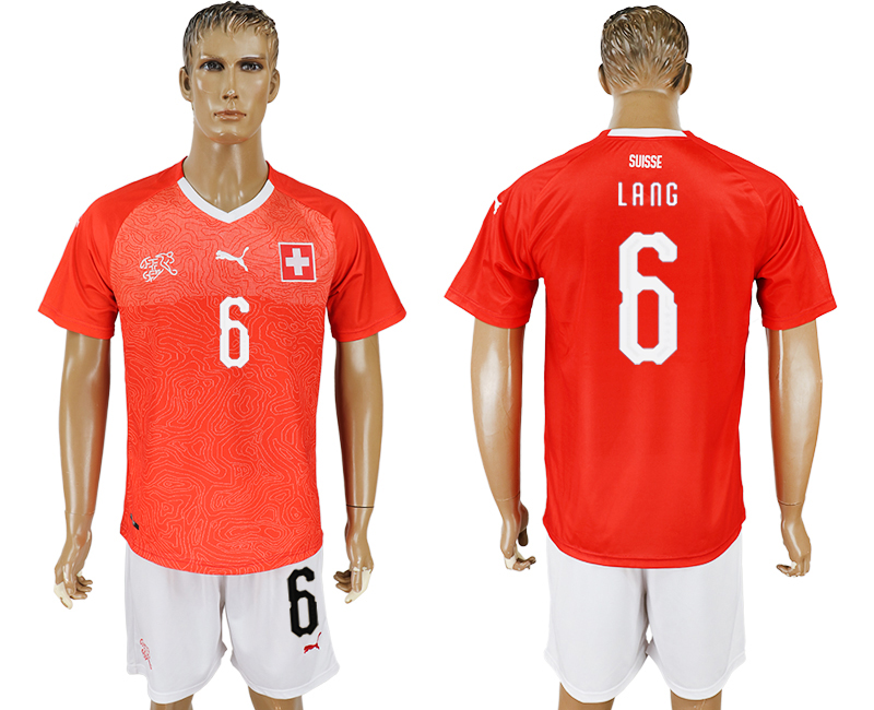 2018 World Cup Men Switzerland #6 Lang Red Home Soccer Country Jersey