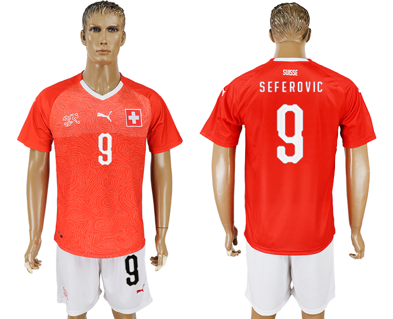 2018 World Cup Men Switzerland #9 Seferovic Red Home Soccer Country Jersey