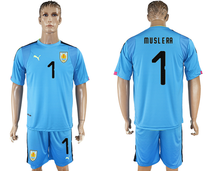 2018 World Cup Men Uruguay #1 Muslera Home Dack Blue Soccer Country Jersey