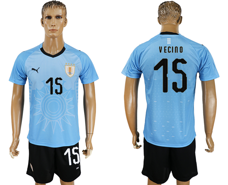 2018 World Cup Men Uruguay #15 Vecino Home Soccer Country Jersey