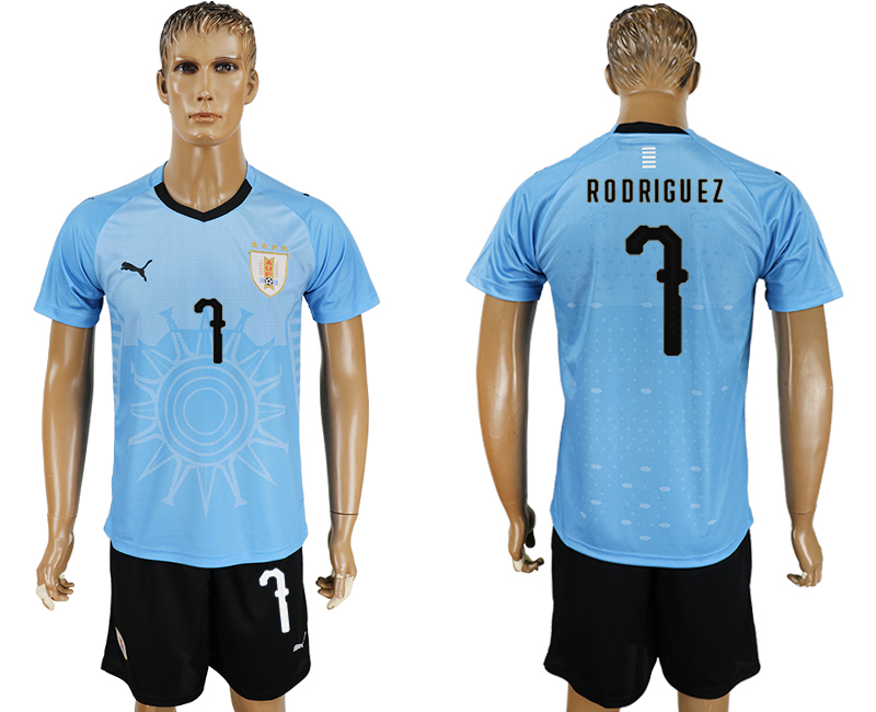 2018 World Cup Men Uruguay #7 Rodriguez Home Soccer Country Jersey