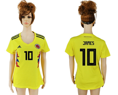 2018 World Cup Women's Colombia #10 James Home Soccer Country Jersey