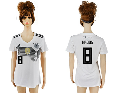 2018 World Cup Women's Germany #8 Kroos White Home Soccer Country Jersey
