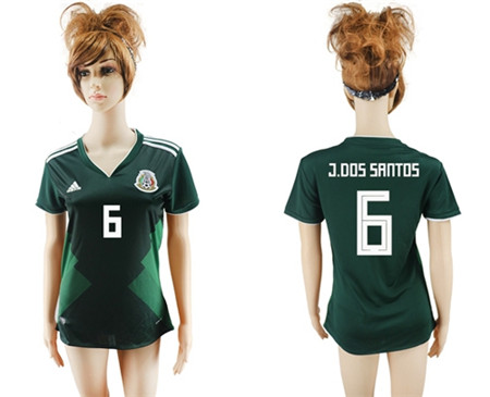 2018 World Cup Women's Mexico #6 J.Dos Santos Home Soccer Country Jersey