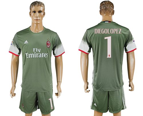 AC Milan #1 Diegolopez Sec Away Soccer Club Jersey AC Milan #1 Diegolopez Sec Away Soccer Club Jersey