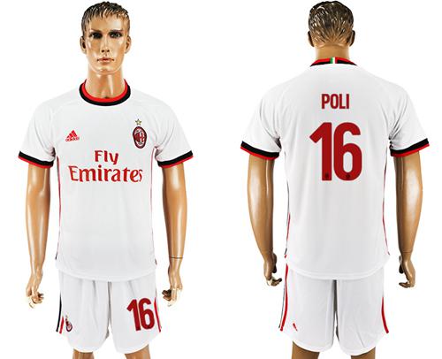 AC Milan #16 Poli Away Soccer Club Jersey AC Milan #16 Poli Away Soccer Club Jersey