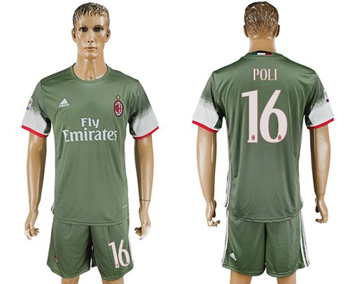 AC Milan #16 Poli Sec Away Soccer Club Jersey AC Milan #16 Poli Sec Away Soccer Club Jersey