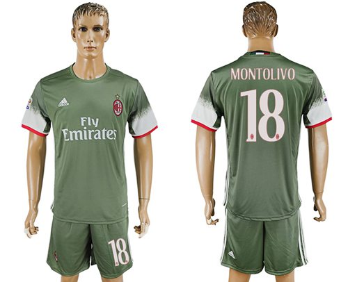 AC Milan #18 Montolivo Sec Away Soccer Club Jersey AC Milan #18 Montolivo Sec Away Soccer Club Jersey