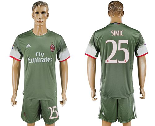 AC Milan #25 Simic Sec Away Soccer Club Jersey AC Milan #25 Simic Sec Away Soccer Club Jersey