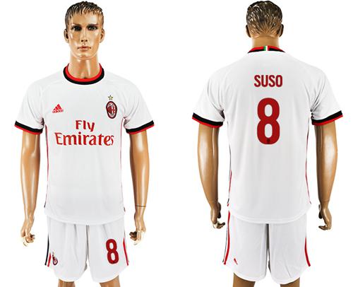 AC Milan #8 Suso Away Soccer Club Jersey AC Milan #8 Suso Away Soccer Club Jersey