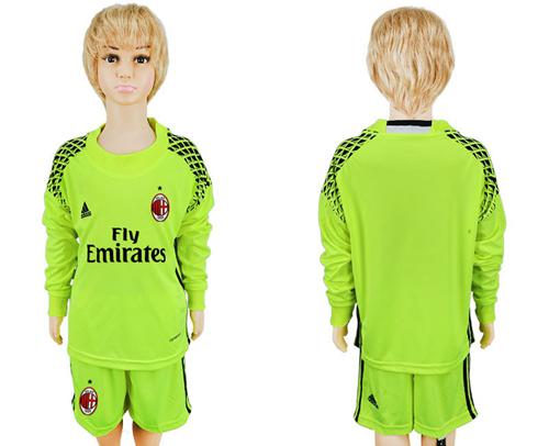 AC Milan Blank Shiny Green Long Sleeves Kid Soccer Club Jersey AC Milan Blank Shiny Green Long Sleeves Kid Soccer Club Jersey