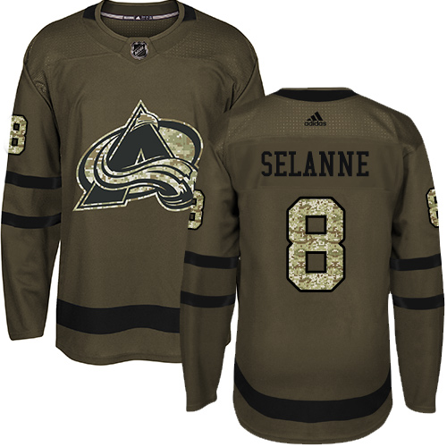 Adidas Avalanche #8 Teemu Selanne Green Salute to Service Stitched NHL Jersey Adidas Avalanche #8 Teemu Selanne Green Salute to Service Stitched NHL Jersey