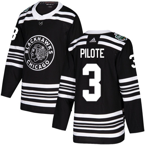 Adidas Blackhawks #3 Pierre Pilote Black Authentic 2019 Winter Classic Stitched NHL Jersey Adidas Blackhawks #3 Pierre Pilote Black Authentic 2019 Winter Classic Stitched NHL Jersey