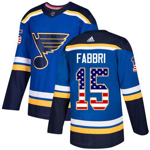 Adidas Blues #15 Robby Fabbri Blue Home Authentic USA Flag Stitched NHL Jersey Adidas Blues #15 Robby Fabbri Blue Home Authentic USA Flag Stitched NHL Jersey