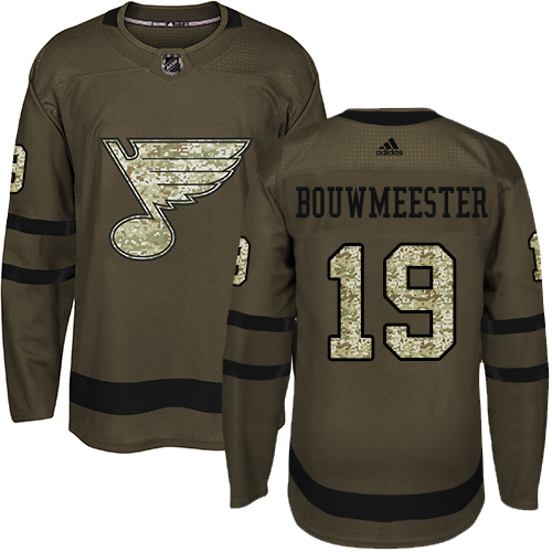 Adidas Blues #19 Jay Bouwmeester Green Salute to Service Stitched NHL Jersey Adidas Blues #19 Jay Bouwmeester Green Salute to Service Stitched NHL Jersey
