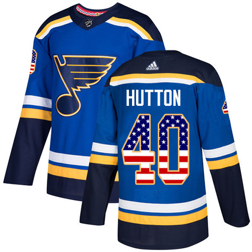 Adidas Blues #40 Carter Hutton Blue Home Authentic USA Flag Stitched NHL Jersey Adidas Blues #40 Carter Hutton Blue Home Authentic USA Flag Stitched NHL Jersey