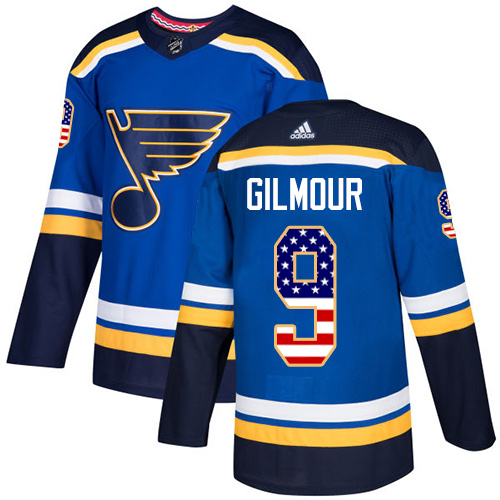 Adidas Blues #9 Doug Gilmour Blue Home Authentic USA Flag Stitched NHL Jersey Adidas Blues #9 Doug Gilmour Blue Home Authentic USA Flag Stitched NHL Jersey