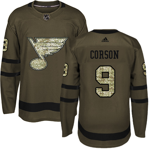 Adidas Blues #9 Shayne Corson Green Salute to Service Stitched NHL Jersey Adidas Blues #9 Shayne Corson Green Salute to Service Stitched NHL Jersey