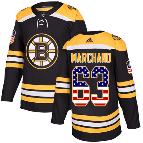 Adidas Bruins #63 Brad Marchand Black Home Authentic USA Flag Stitched NHL Jersey Adidas Bruins #63 Brad Marchand Black Home Authentic USA Flag Stitched NHL Jersey
