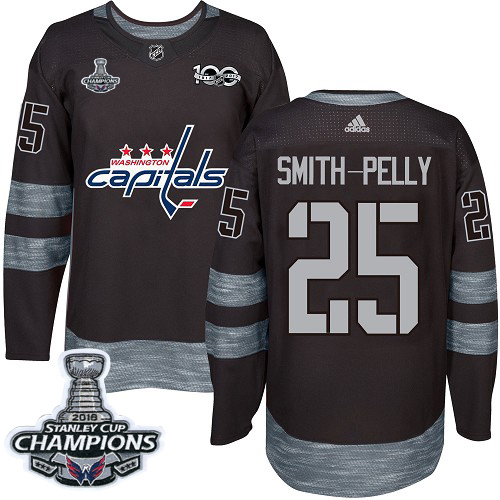 Adidas Capitals #25 Devante Smith-Pelly Black 1917-2017 100th Anniversary Stanley Cup Final Champions Stitched NHL Jersey Adidas Capitals #25 Devante Smith-Pelly Black 1917-2017 100th Anniversary Stanley Cup Final Champions Stitched NHL Jersey