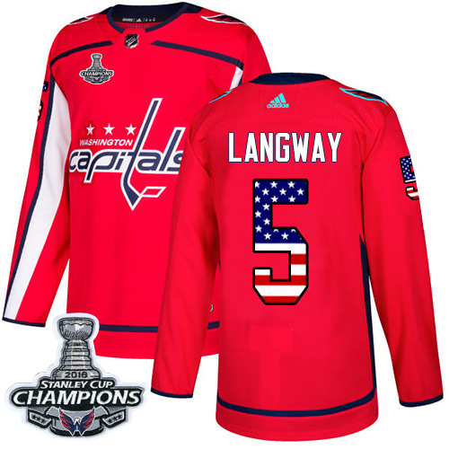 Adidas Capitals #5 Rod Langway Red Home Authentic USA Flag Stanley Cup Final Champions Stitched NHL Jersey Adidas Capitals #5 Rod Langway Red Home Authentic USA Flag Stanley Cup Final Champions Stitched NHL Jersey