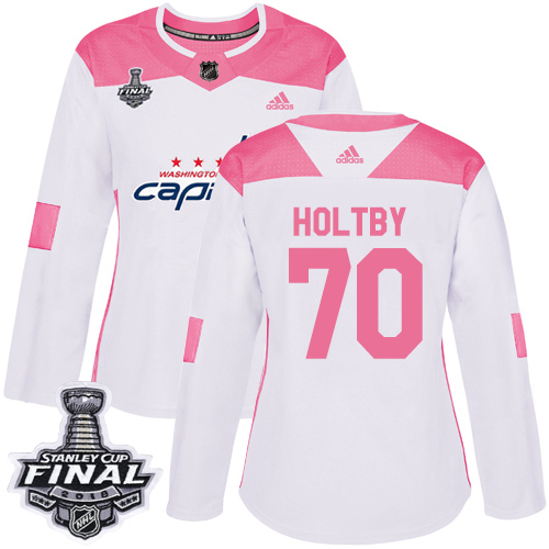Adidas Capitals #70 Braden Holtby White Pink Authentic Fashion 2018 Stanley Cup Final Women's Stitched NHL Jersey Adidas Capitals #70 Braden Holtby White Pink Authentic Fashion 2018 Stanley Cup Final Women's Stitched NHL Jersey