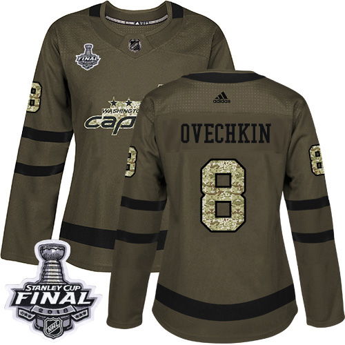 Adidas Capitals #8 Alex Ovechkin Green Salute to Service 2018 Stanley Cup Final Women's Stitched NHL Jersey Adidas Capitals #8 Alex Ovechkin Green Salute to Service 2018 Stanley Cup Final Women's Stitched NHL Jersey