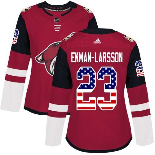 Adidas Coyotes #23 Oliver Ekman-Larsson Maroon Home Authentic USA Flag Women's Stitched NHL Jersey Adidas Coyotes #23 Oliver Ekman-Larsson Maroon Home Authentic USA Flag Women's Stitched NHL Jersey
