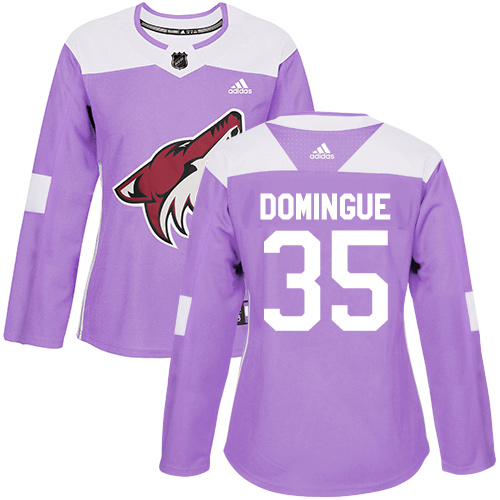 Adidas Coyotes #35 Louis Domingue Purple Authentic Fights Cancer Women's Stitched NHL Jersey