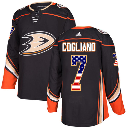 Adidas Ducks #7 Andrew Cogliano Black Home Authentic USA Flag Stitched NHL Jersey Adidas Ducks #7 Andrew Cogliano Black Home Authentic USA Flag Stitched NHL Jersey