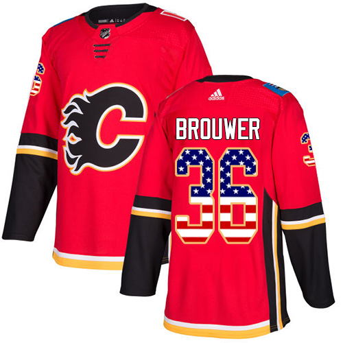 Adidas Flames #36 Troy Brouwer Red Home Authentic USA Flag Stitched NHL Jersey Adidas Flames #36 Troy Brouwer Red Home Authentic USA Flag Stitched NHL Jersey
