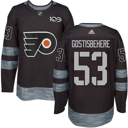 Adidas Flyers #53 Shayne Gostisbehere Black 1917-2017 100th Anniversary Stitched NHL Jersey Adidas Flyers #53 Shayne Gostisbehere Black 1917-2017 100th Anniversary Stitched NHL Jersey