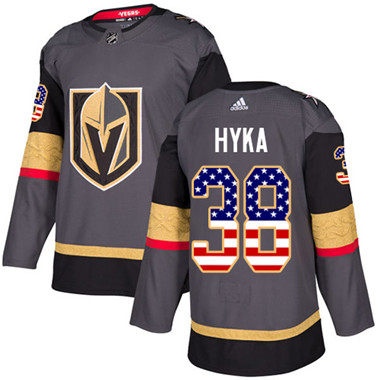 Adidas Golden Knights #38 Tomas Hyka Grey Home Authentic USA Flag Stitched Youth NHL Jersey