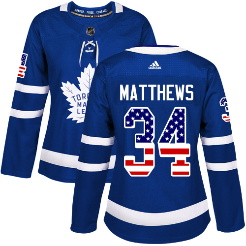 Adidas Maple Leafs #34 Auston Matthews Blue Home Authentic USA Flag Women's Stitched NHL Jersey Adidas Maple Leafs #34 Auston Matthews Blue Home Authentic USA Flag Women's Stitched NHL Jersey