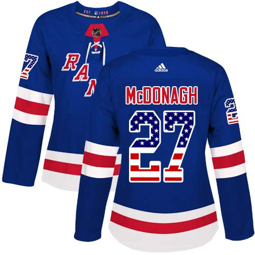 Adidas Rangers #27 Ryan McDonagh Royal Blue Home Authentic USA Flag Women's Stitched NHL Jersey Adidas Rangers #27 Ryan McDonagh Royal Blue Home Authentic USA Flag Women's Stitched NHL Jersey