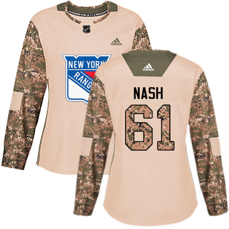 Adidas Rangers #61 Rick Nash Camo Authentic 2017 Veterans Day Women's Stitched NHL Jersey