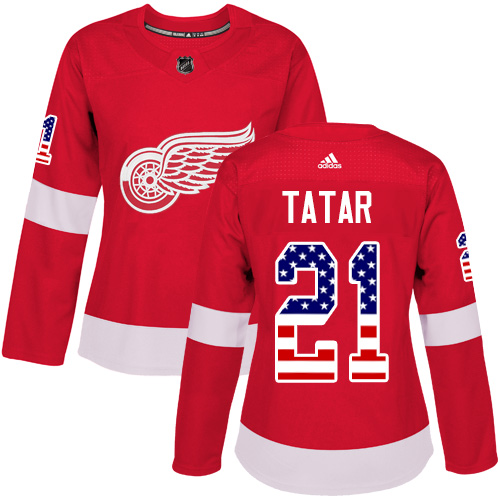 Adidas Red Wings #21 Tomas Tatar Red Home Authentic USA Flag Women's Stitched NHL Jersey Adidas Red Wings #21 Tomas Tatar Red Home Authentic USA Flag Women's Stitched NHL Jersey