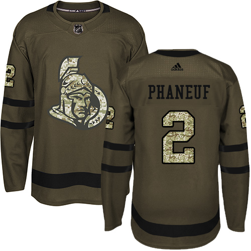 Adidas Senators #2 Dion Phaneuf Green Salute to Service Stitched Youth NHL Jersey