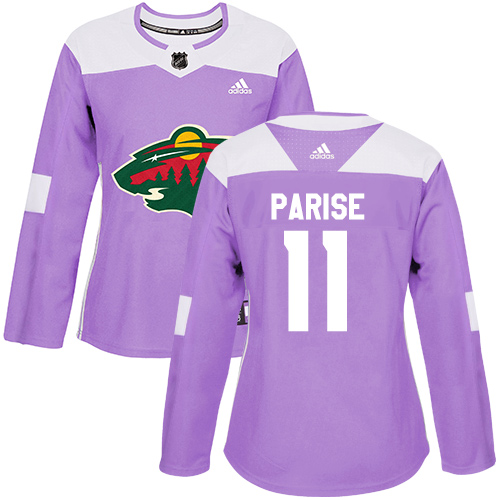 Adidas Wild #11 Zach Parise Purple Authentic Fights Cancer Women's Stitched NHL Jersey