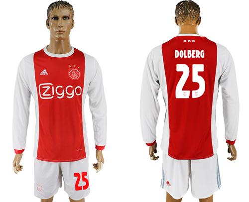 Ajax #25 Dolberg Home Long Sleeves Soccer Club Jersey Ajax #25 Dolberg Home Long Sleeves Soccer Club Jersey