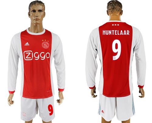 Ajax #9 Huntelaar Home Long Sleeves Soccer Club Jersey Ajax #9 Huntelaar Home Long Sleeves Soccer Club Jersey