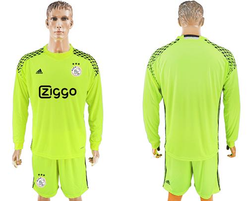 Ajax Blank Shiny Green Goalkeeper Long Sleeves Soccer Club Jersey Ajax Blank Shiny Green Goalkeeper Long Sleeves Soccer Club Jersey