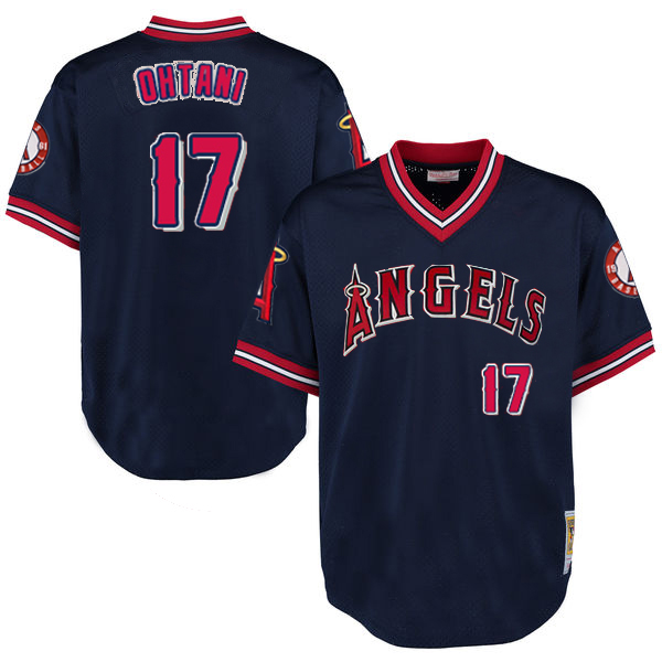 Angels #17 Shohei Ohtani Navy Blue Throwback Stitched MLB Jersey Angels #17 Shohei Ohtani Navy Blue Throwback Stitched MLB Jersey