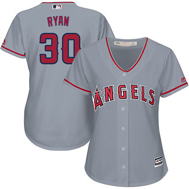 Angels #30 Nolan Ryan Grey Road Women's Stitched MLB Jersey Angels #30 Nolan Ryan Grey Road Women's Stitched MLB Jersey