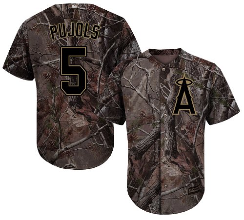 Angels of Anaheim #5 Albert Pujols Camo Realtree Collection Cool Base Stitched Baseball Jersey